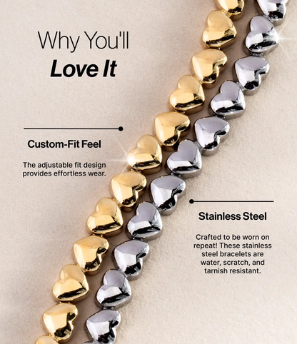 Heart Charm Tennis Bracelet two-tone gold and silver heart beads by ALEX AND ANI on Tampa Home & Garden Store