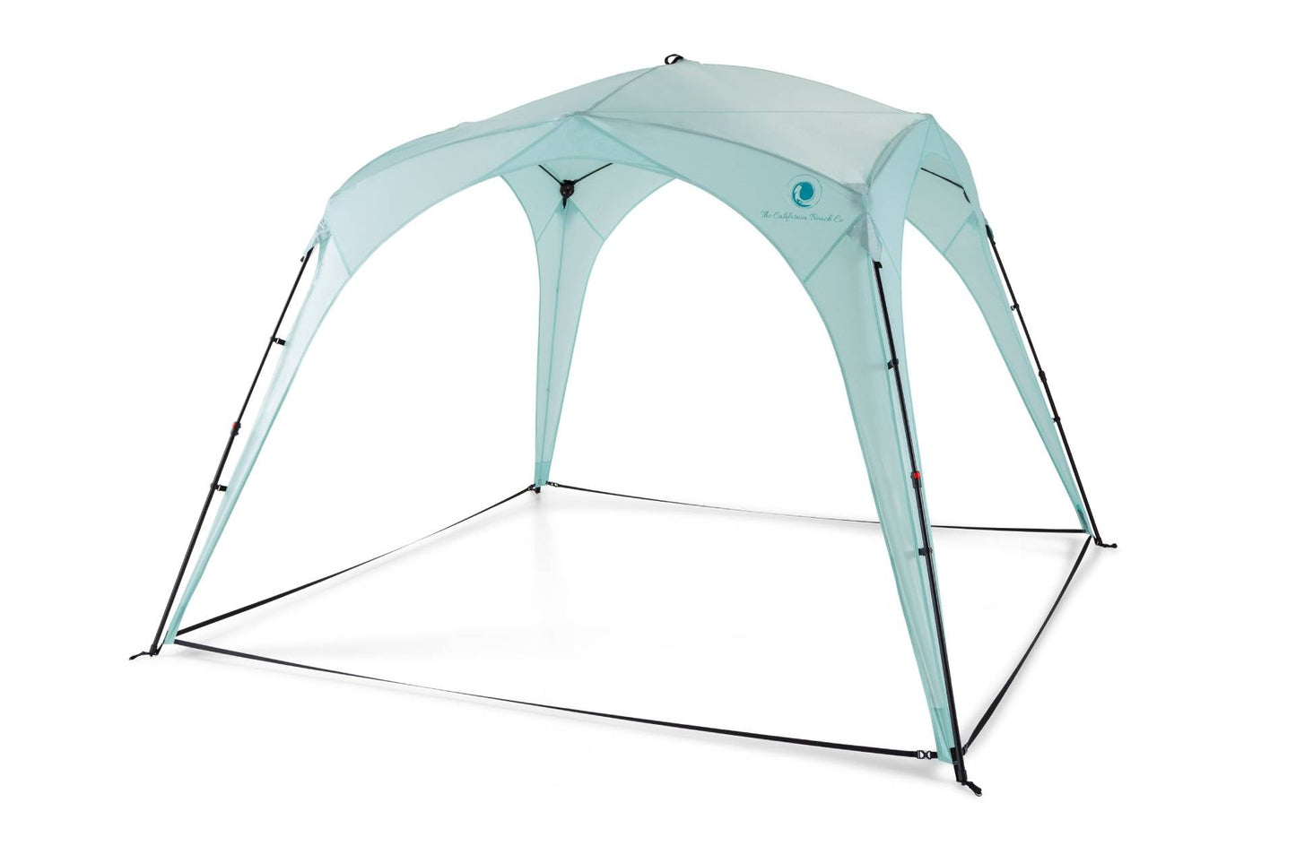 Pop 'N Go canopy teal with black frame and legs; California Beach Company LLC logo on canopy on Tampa Home & Garden Store