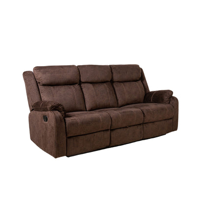 Domino reclining sofa HouseOfZazla in brown suede with contrast stitching and cushioned arms on Tampa Home & Garden Store