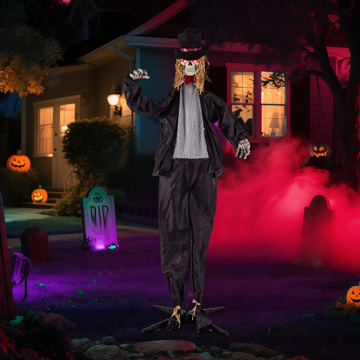 Halloween animatronic groom 7.2 ft, black suit skeleton face, DirectDeals cardboard cutout on Tampa Home & Garden Store