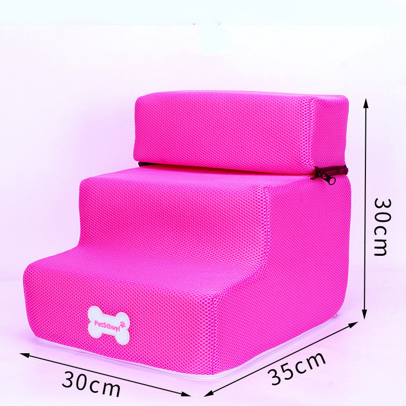 Dog stairs climbing ladder in pink foam with zipped cover, sponge steps, Petsbuy logo on Tampa Home & Garden Store