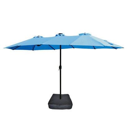 Double-Sided Outdoor Market Umbrella with Lights and Base in blue by Unique Piece Furniture on Tampa Home & Garden Store