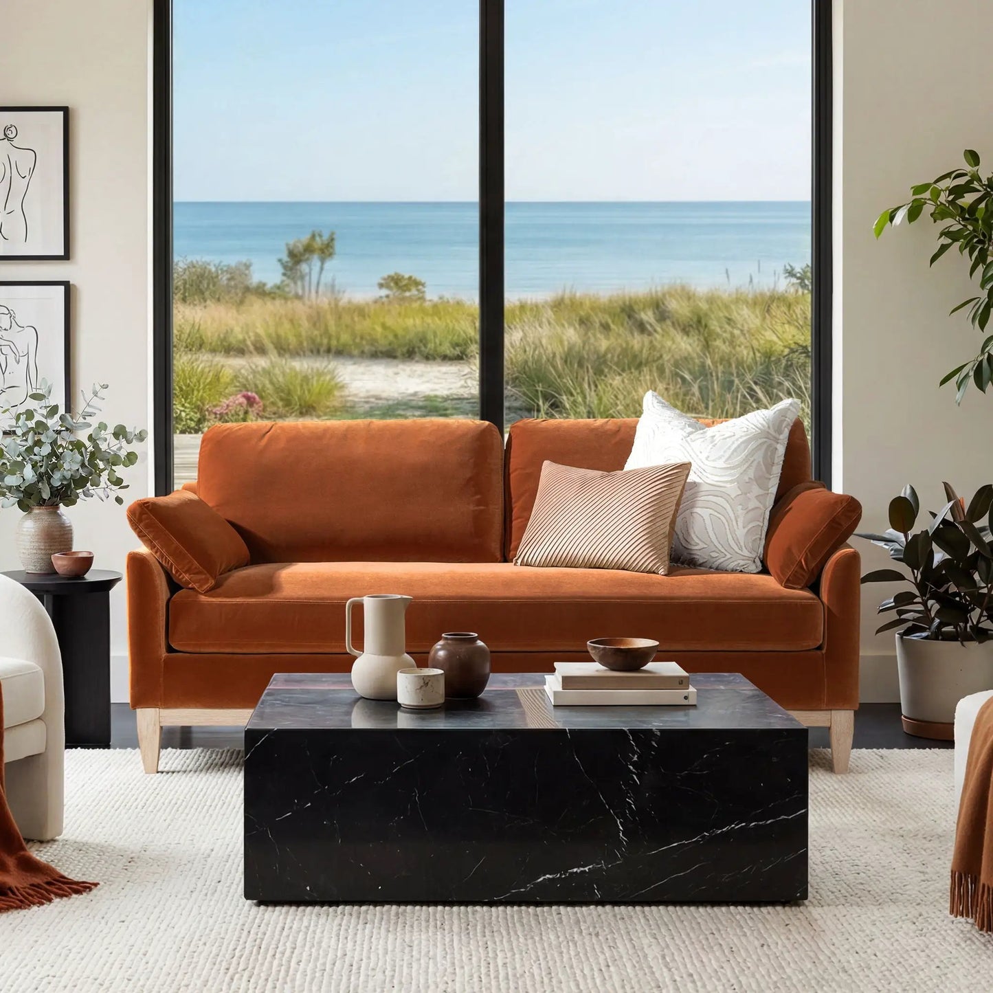 Pasadena Modern Farmhouse Sofa with Rubberwood