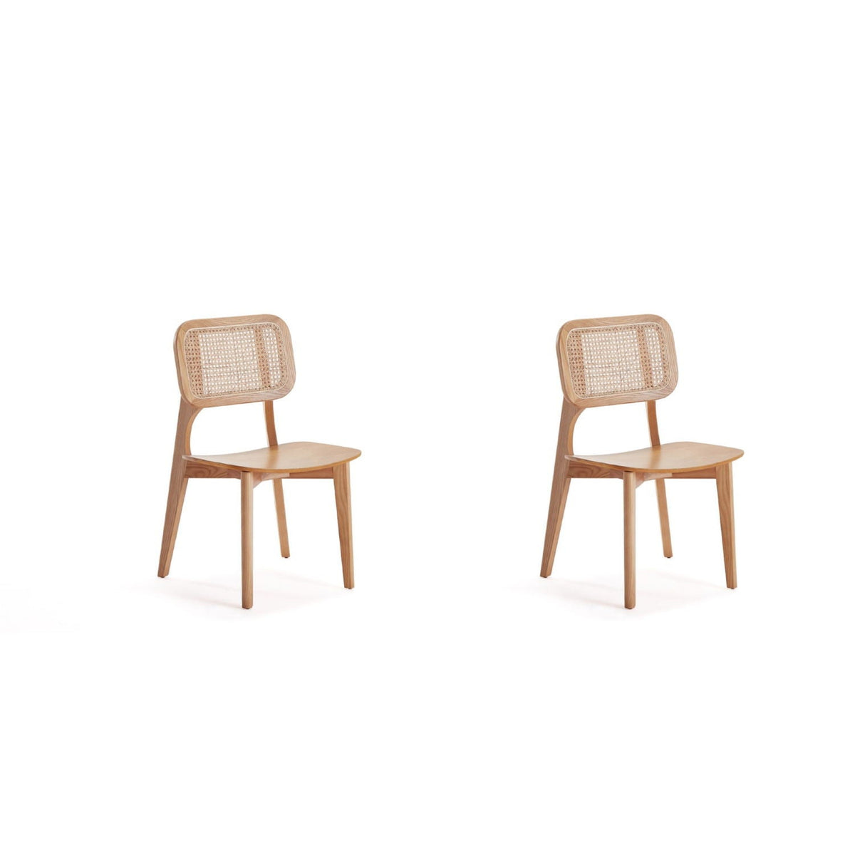 Dining chair set with cane backrests in light brown solid wood, 2 chairs, HouseOfZazla on Tampa Home & Garden Store