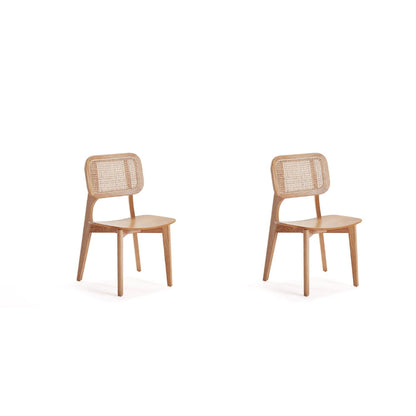 Dining chair set with cane backrests in light brown solid wood, 2 chairs, HouseOfZazla on Tampa Home & Garden Store