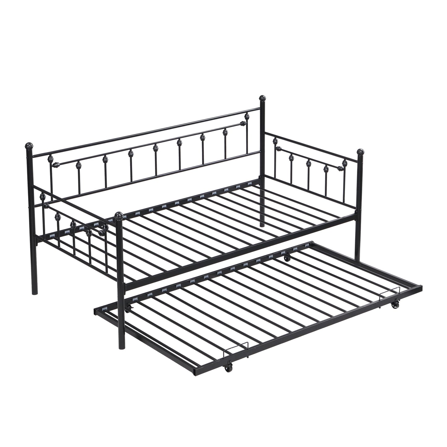 Black Twin Daybed and Steel Trundle Frame
