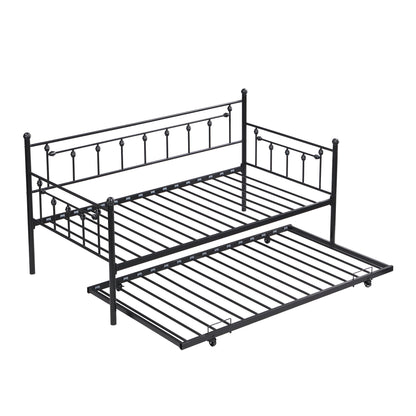 Black Twin Daybed and Steel Trundle Frame