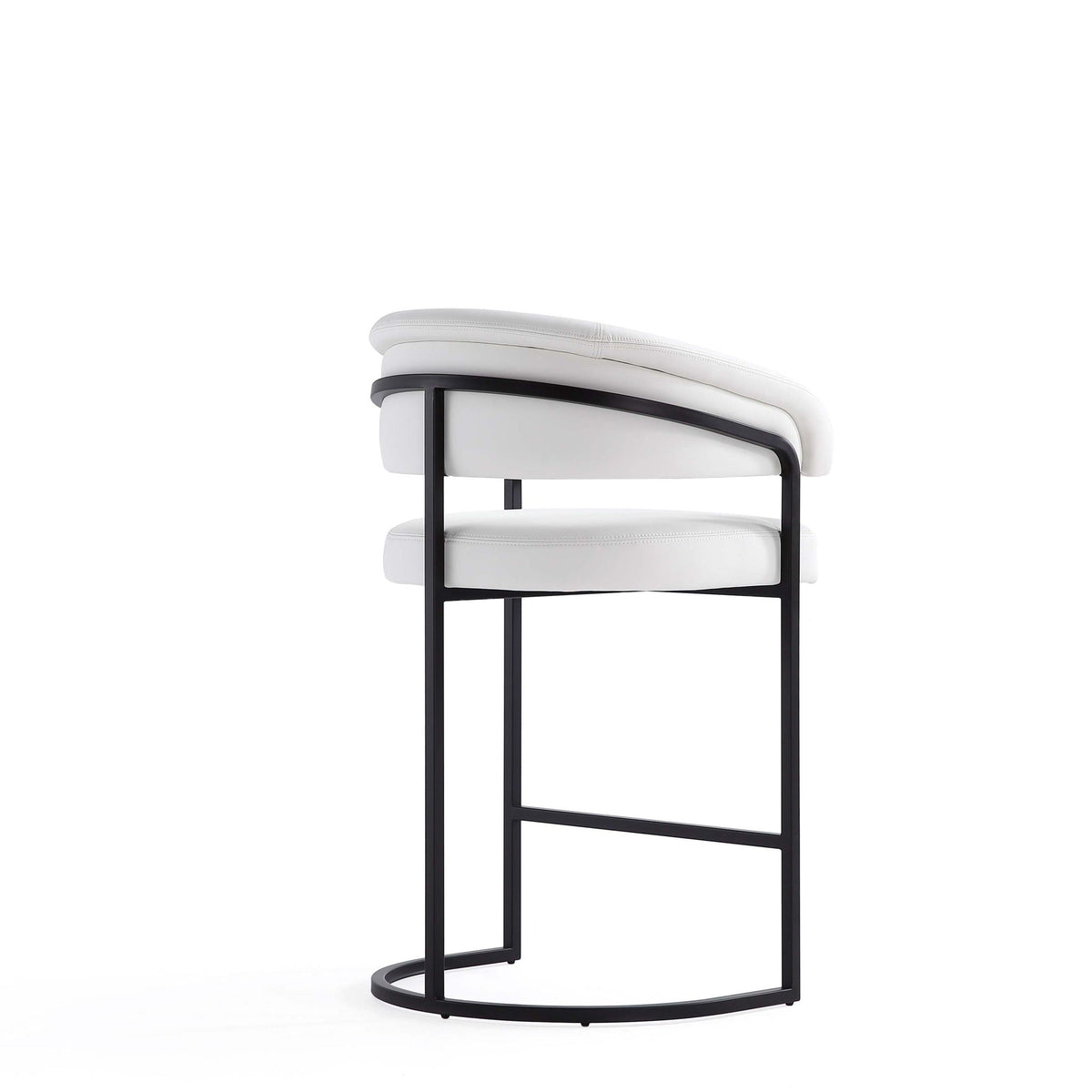 Augusta counter stool white upholstered seat black metal frame footrest 24–27 HouseOfZazla on Tampa Home & Garden Store