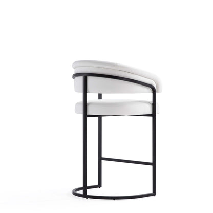 Augusta counter stool white upholstered seat black metal frame footrest 24–27 HouseOfZazla on Tampa Home & Garden Store