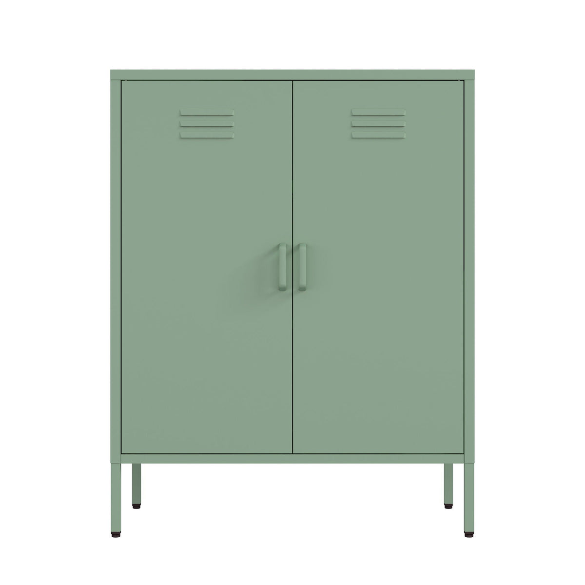 Accent cabinet with adjustable shelves in green steel finish by HouseOfZazla, 2-door cabinet on Tampa Home & Garden Store