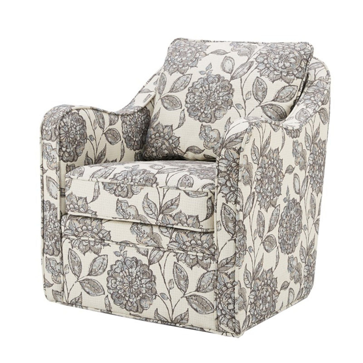 Wide Seat Swivel Arm Chair with 360 Degree Rotation in beige floral upholstery by HouseOfZazla on Tampa Home & Garden Store
