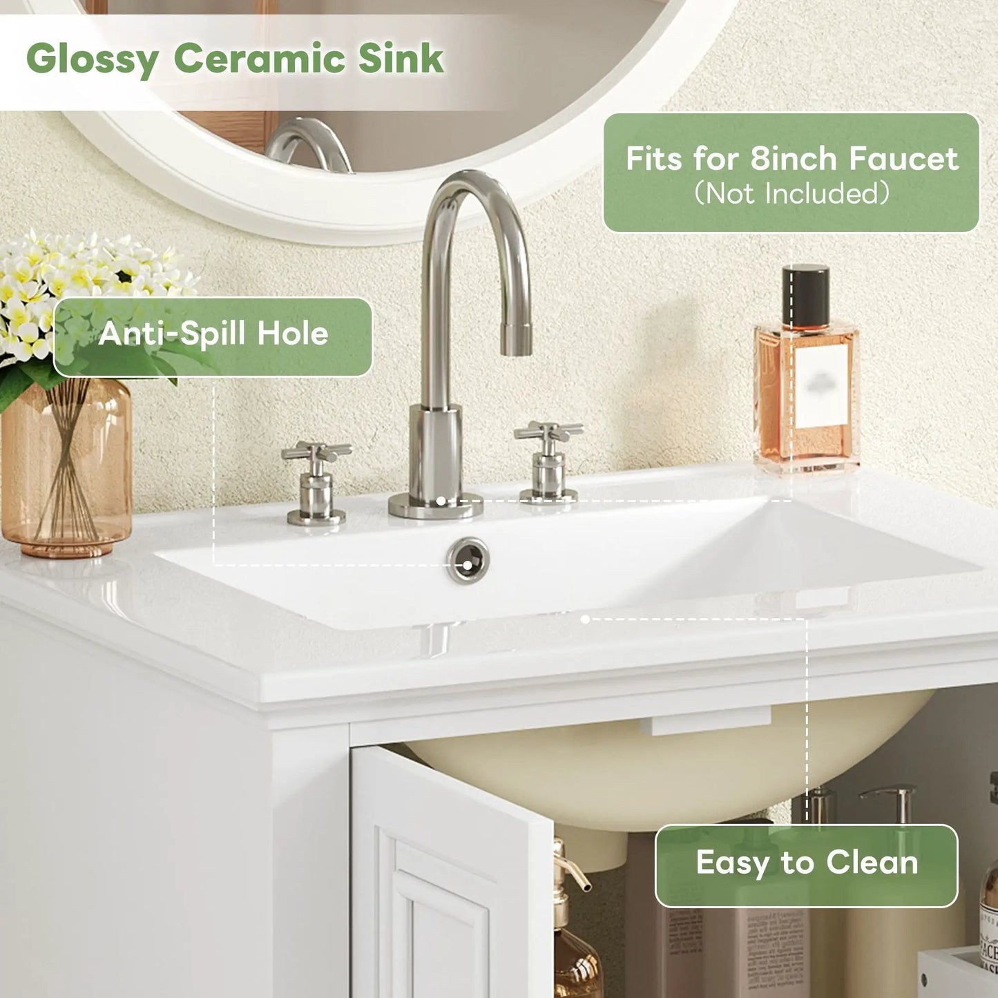 Modern Bathroom Vanity With Sink and Drawer