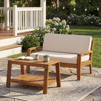 2 Piece Outdoor Conversation Set - Loveseat & Coffee Table in wood frame by HouseOfZazla on Tampa Home & Garden Store