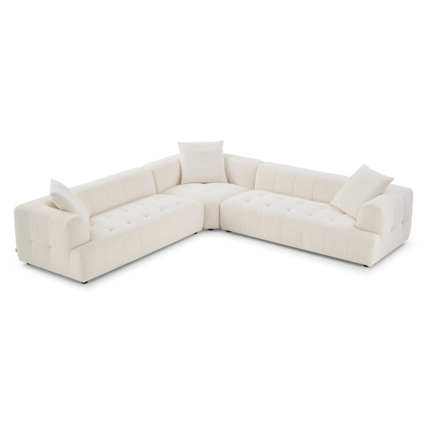 Kaynes Upholstery Corner Sofa, beige tufted stationary sectional by Unique Piece Furniture on Tampa Home & Garden Store