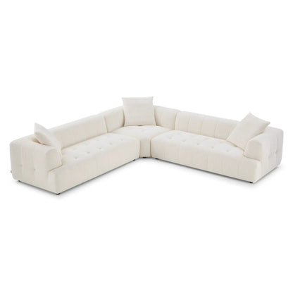 Kaynes Upholstery Corner Sofa, beige tufted stationary sectional by Unique Piece Furniture on Tampa Home & Garden Store