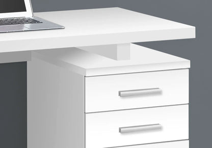 Two-piece white computer desk and 3-drawer storage chest with laptop on top on Tampa Home & Garden Store