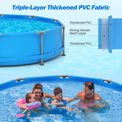 690/978/1158/1617 Gal Outdoor Family Swimming Pool with Metal Frame