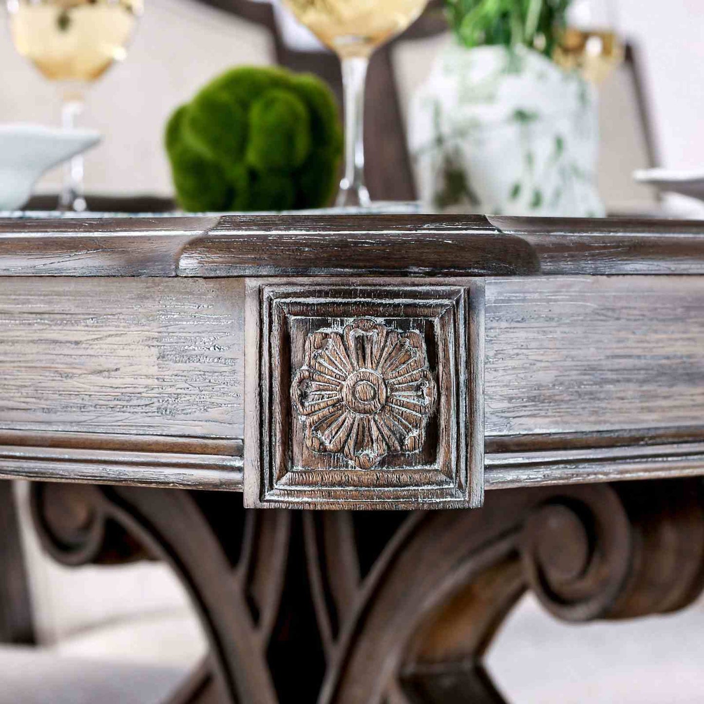 Dining Table with Expandable Leaf and Trestle