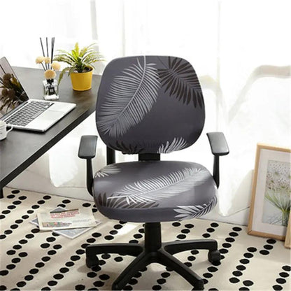 Office chair cover by FLIPSTYLEZLLC in gray with palm leaf pattern on Tampa Home & Garden Store