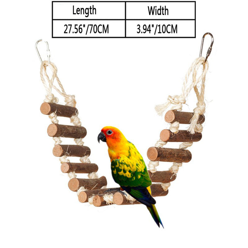 Parrot nibble toy hanging log perch with rope and hooks; 27.56in long, 3.94in wide on Tampa Home & Garden Store