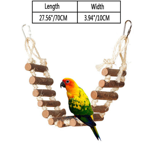 Parrot nibble toy hanging log perch with rope and hooks; 27.56in long, 3.94in wide on Tampa Home & Garden Store
