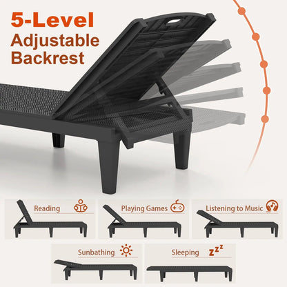 Outdoor PP Chaise Lounge Chairs Set of 2