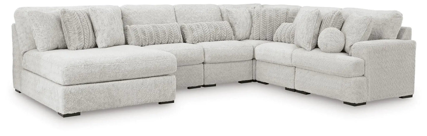 Cuddle Plush Stationary Sectional sofa in light cream boucle with plush cushions on Tampa Home & Garden Store