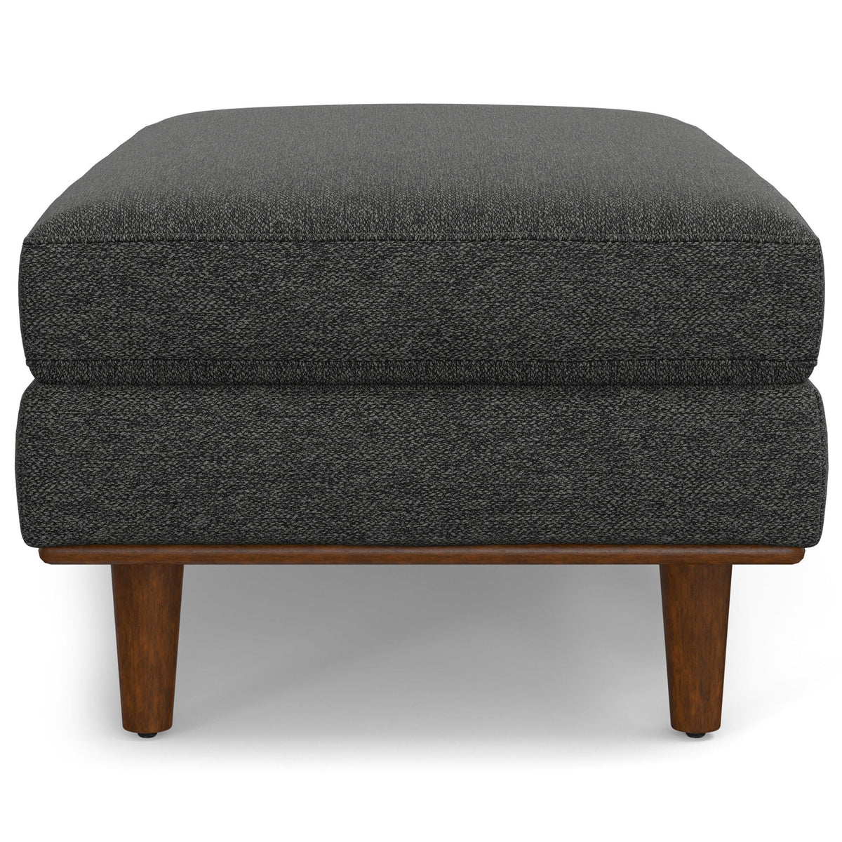 Morrison Handcrafted Ottoman and Feather Cushion by HouseOfZazla; dark fabric with wooden legs on Tampa Home & Garden Store
