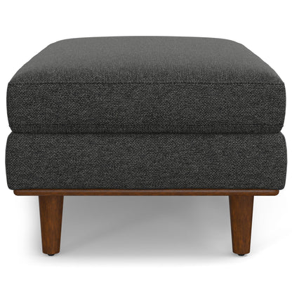 Morrison Handcrafted Ottoman and Feather Cushion by HouseOfZazla; dark fabric with wooden legs on Tampa Home & Garden Store