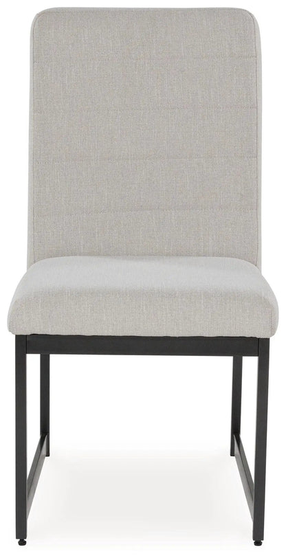 Tomtyn dining upholstered side chair set of 2 in light brown fabric with black metal legs on Tampa Home & Garden Store