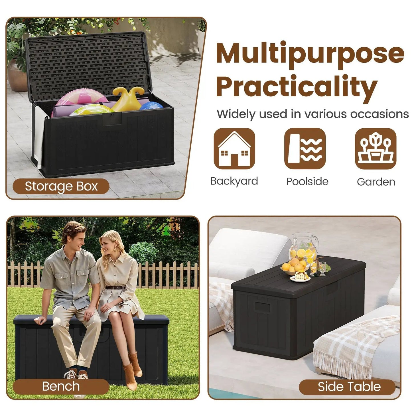 100 Gallon Large Deck Box With Lockable Lid