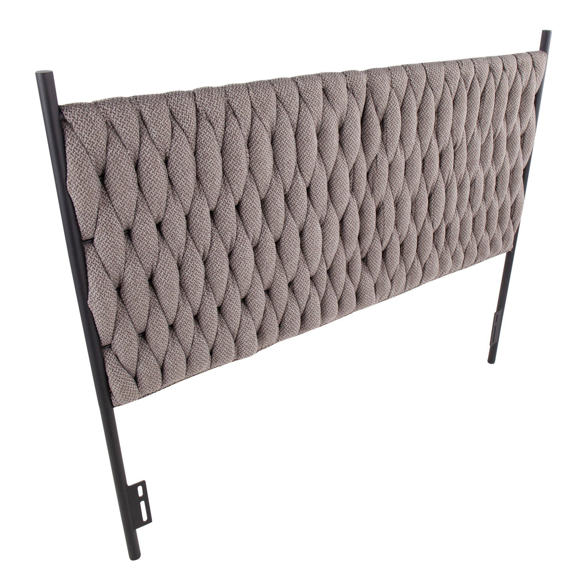 Braided Matisse Queen Headboard in taupe upholstery with black metal frame by HouseOfZazla on Tampa Home & Garden Store
