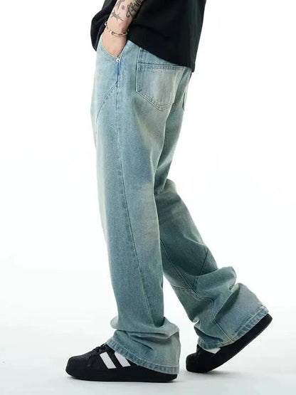 Washed distressed casual jeans, straight loose fit, light denim, FLIPSTYLEZLLC on Tampa Home & Garden Store