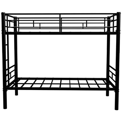 Metal Convertible Bunk Bed Frame with Guardrail