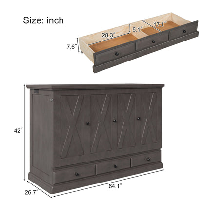 Murphy Bed Chest Cube Cabinet with Charging Station and Storage Drawer dark gray HouseOfZazla on Tampa Home & Garden Store
