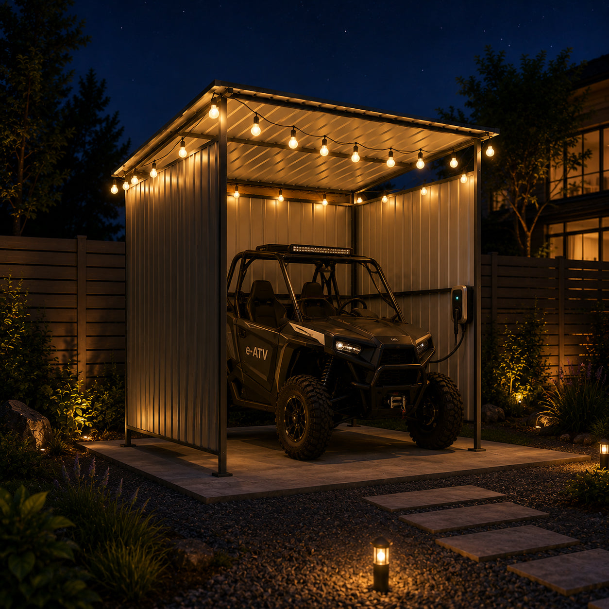 6x6ft Metal Pergola With Solid Hardtop Roof