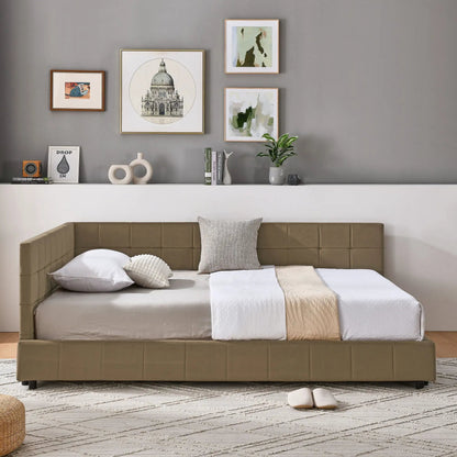Upholstered Bed Frame with Tufted Backrest