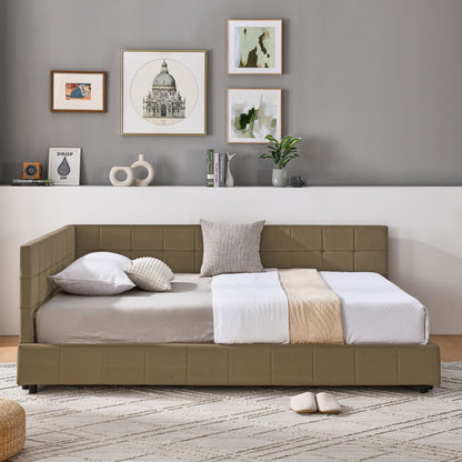 Elegant Upholstered Bed Frame And Armrests