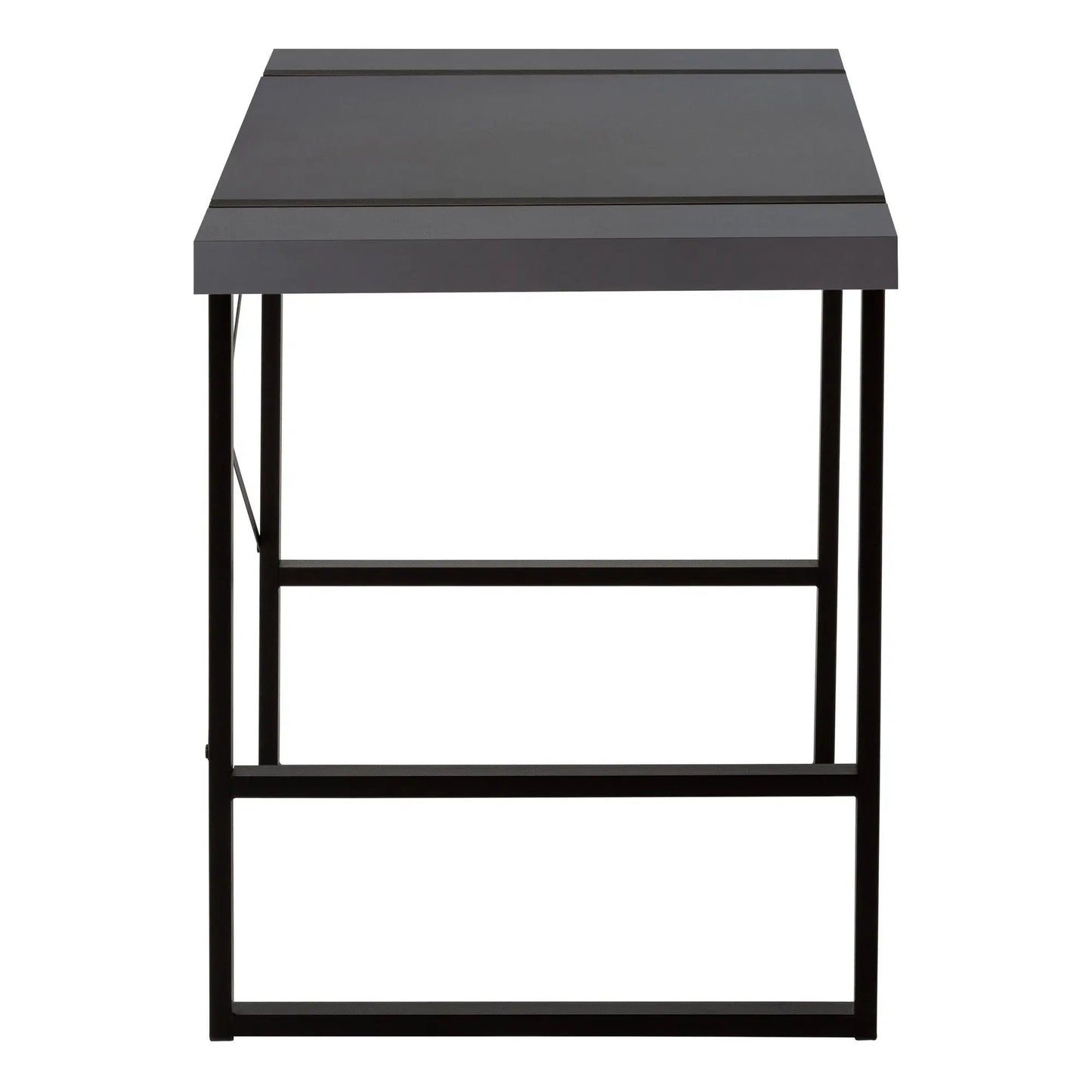 Computer desk gray with black metal legs and lower shelf, modern home office design on Tampa Home & Garden Store