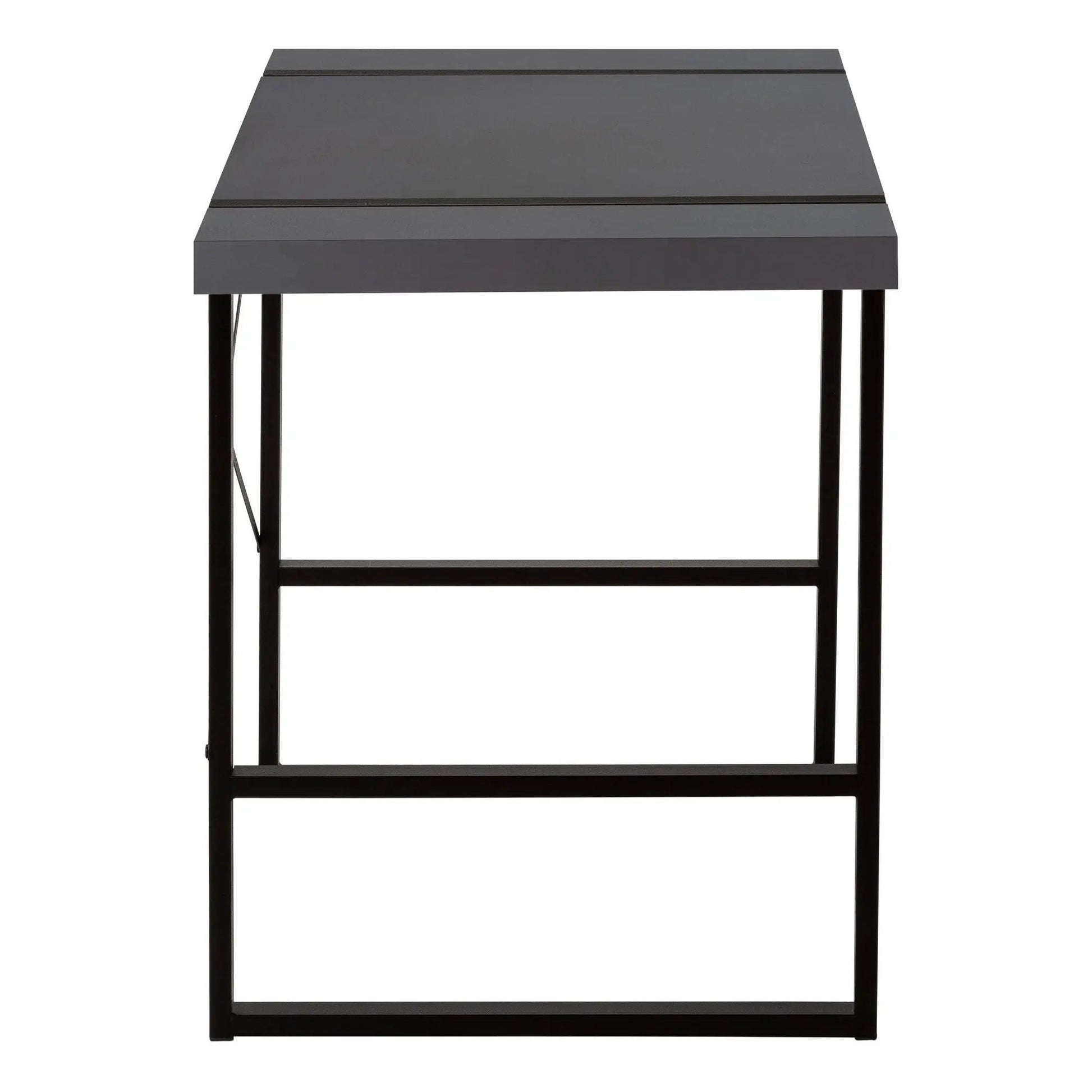 Computer desk gray with black metal legs and lower shelf, modern home office design on Tampa Home & Garden Store