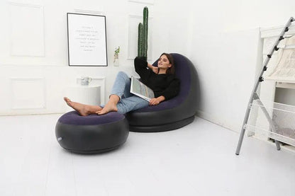 Lazy Bean Bag with Inflatable Sofa; two-piece set, purple and black by FLIPSTYLEZLLC on Tampa Home & Garden Store