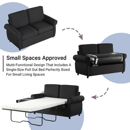 Pull Out Sofa Bed With Twin Memory Foam Mattress