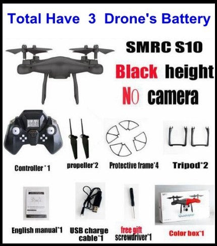 SMRC S10 FPV quadcopter drone kit with 3 batteries, controller, propellers, frame, USB cable on Tampa Home & Garden Store