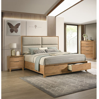 Natural Wood 5 Drawer Tall Chest for Bedroom