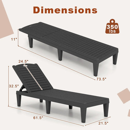 Outdoor PP Chaise Lounge Chairs Set of 2