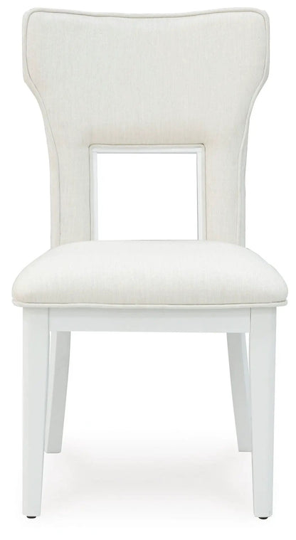 Chalanna dining upholstered side chair set of 2 in white upholstery with curved back on Tampa Home & Garden Store