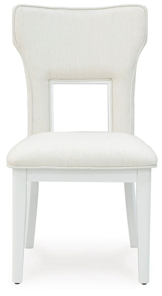 Chalanna dining upholstered side chair set of 2 in white upholstery with curved back on Tampa Home & Garden Store