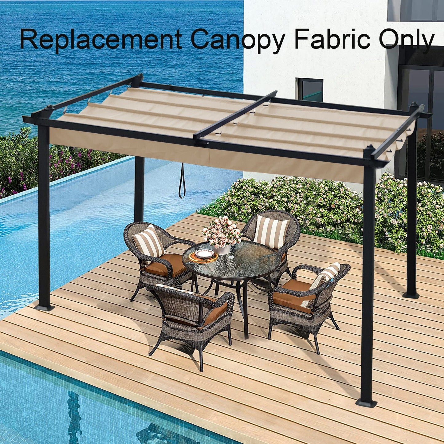 Replacement Pergola Canopy Top Cover Fabric
