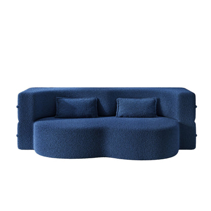 Modern Floor Sleeper Sofa Bed And Two Pillows