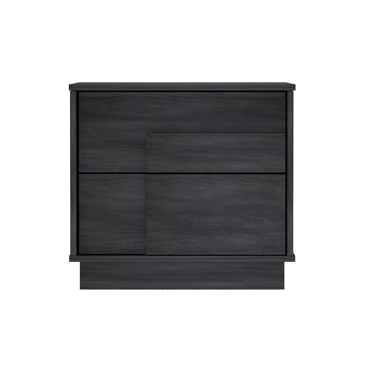 Modern Nightstand with Push to Open Drawers in dark gray wood grain finish on Tampa Home & Garden Store